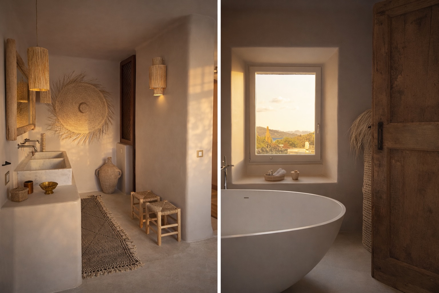 The Master Suite bathroom, freestanding bathtub facing the window over the hills